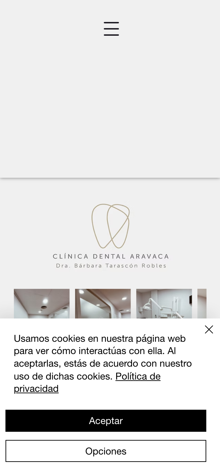 Captura de la web actual de Clínica Dental Aravaca en un móvil